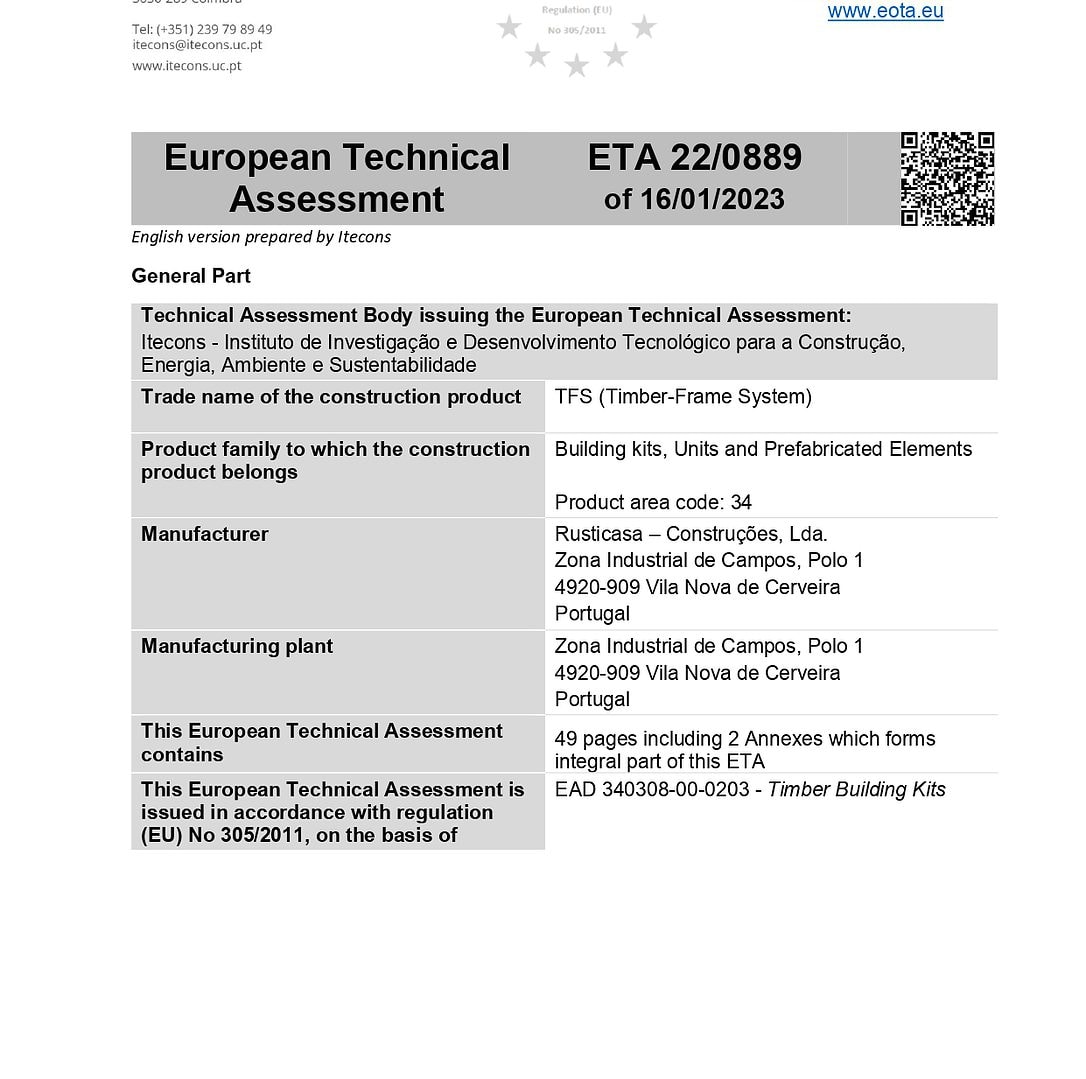 New European Technical Assessment For The TFS System - Rusticasa